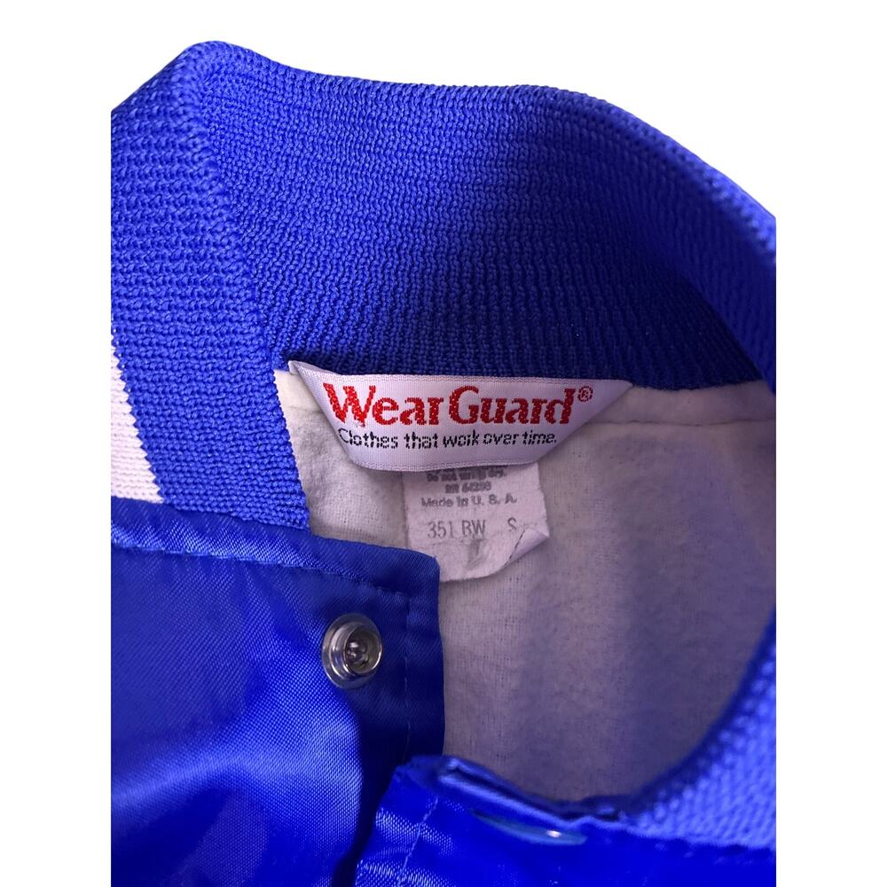Vintage 90s WearGuard Bomber Jacket USA Made Royal Blue White Nylon Small - Picture 3 of 4